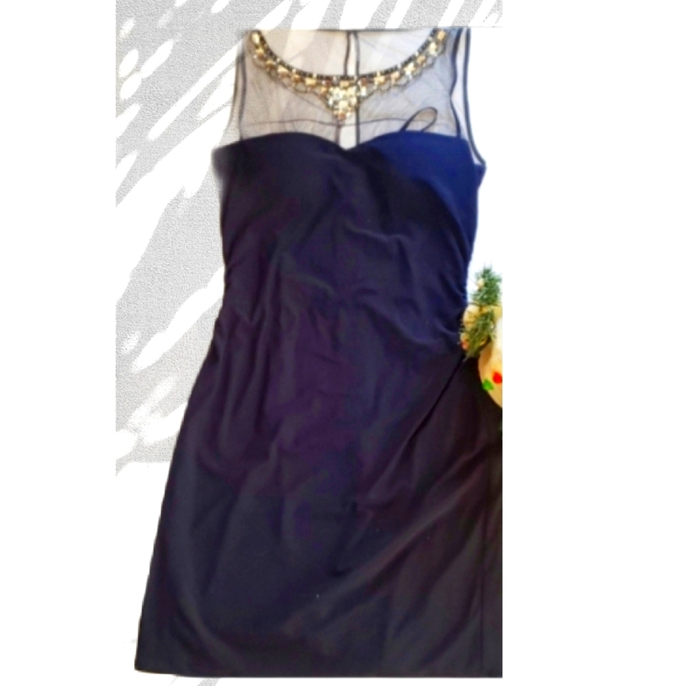 Hailey Logan blue jeweled neckline dress